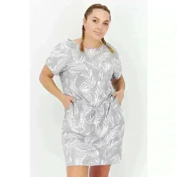 Womens Summer Dress, Hilary Radley Palm Grey & White Dress,‎ Size Large - Picture 1 of 8